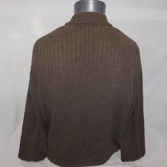 Eddie Bauer Mens L Brown Knit 1/4 Henley Button Shawl Collar Pullover Sweater - Picture 7 of 7